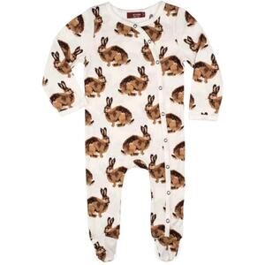 Milkbarn Organic Cotton Bunny Hare Footed Romper 0-3M